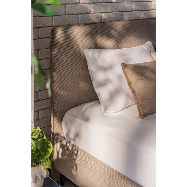 Szürkésbarna kárpitozott franciaágy ágyráccsal 180x200 cm Noira Slim – Bonami Selection-image-3