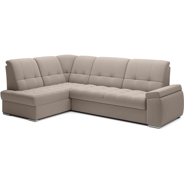 Bézs bársony kinyitható-tárolóhelyes sarokkanapé (bal oldali-L alakú) Sado – ELTAP-image-2