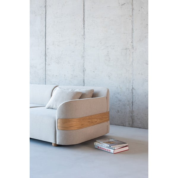 Világosszürke gyapjú-len kanapé modul (jobb oldali) Hugg - Gazzda-image-1