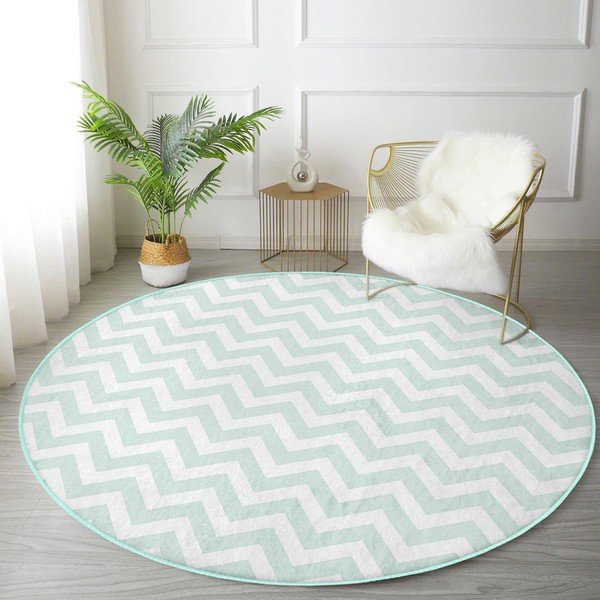 Mentazöld mosható-robotporszívóval tisztítható kerek szőnyeg ø 100 cm Comfort – Mila Home-image-1