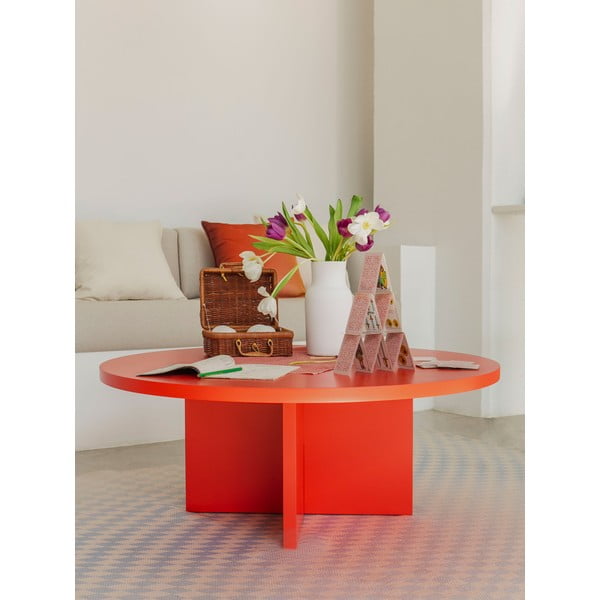 Piros kerek dohányzóasztal ø 100 cm Pausa – Really Nice Things-image-2