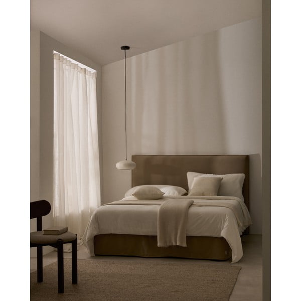 Szürkésbarna kárpitozott franciaágy 180x200 cm Jaira – Kave Home-image-1