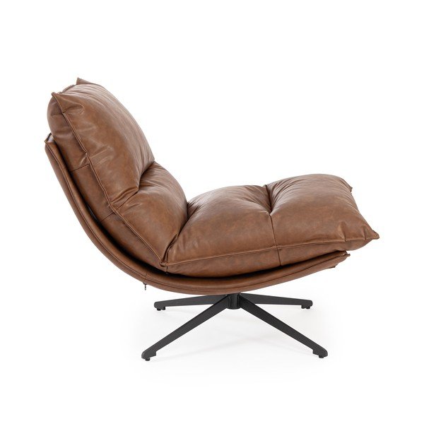 Konyakbarna tárolóhelyes bőrutánzat fotel Alanez – Bizzotto-image-3