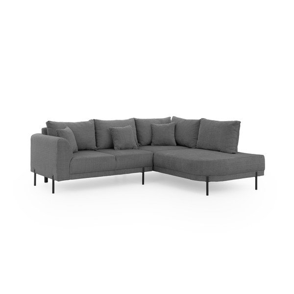 Sötétszürke zsenília sarokkanapé (jobb oldali-L alakú) Mauris  – Ropez-image-2