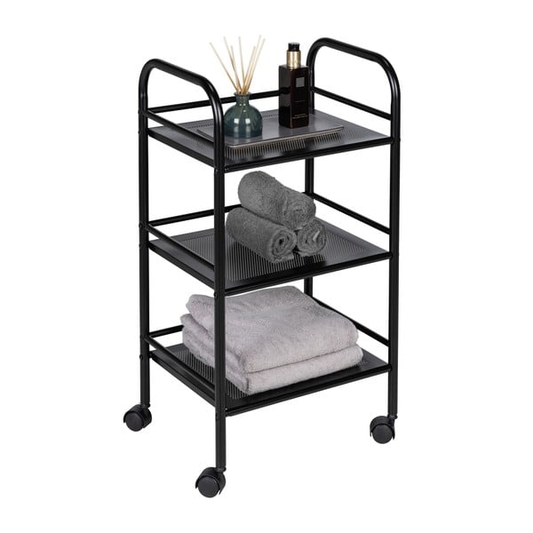 Fekete fém gurulós polcos állvány 41x75 cm – Wenko-image-3