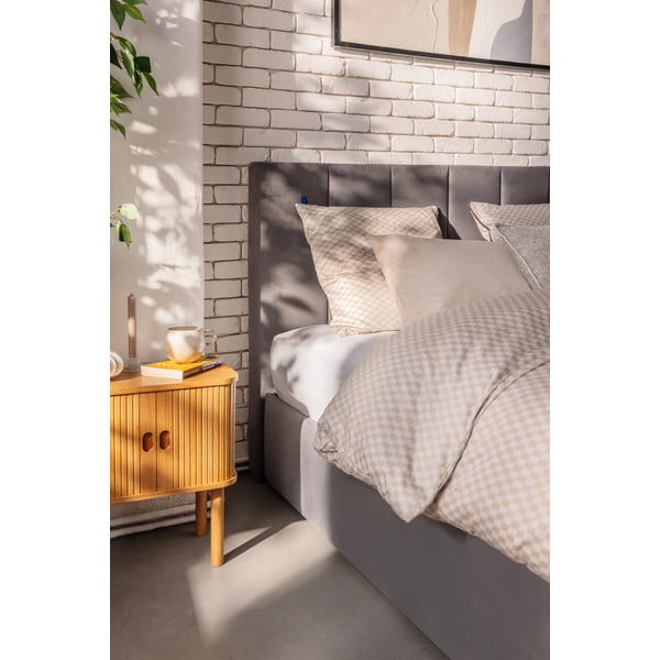 Szürke kárpitozott ágyneműtartós franciaágy ágyráccsal 180x200 cm Thessa Bold Line – Bonami Selection-image-3