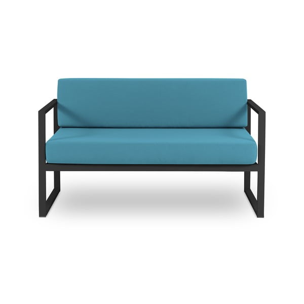 Nicea kék kétszemélyes kültéri kanapé fekete kerettel - Calme Jardin