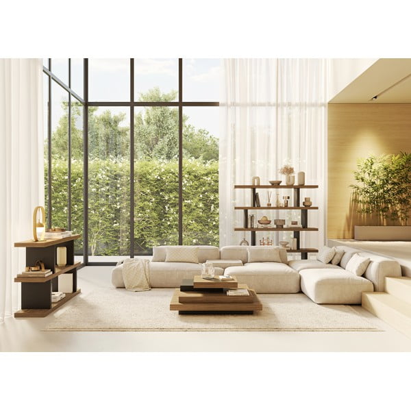 Fekete-barna könyvespolc diófa dekorral 163x172 cm Step – TemaHome-image-1