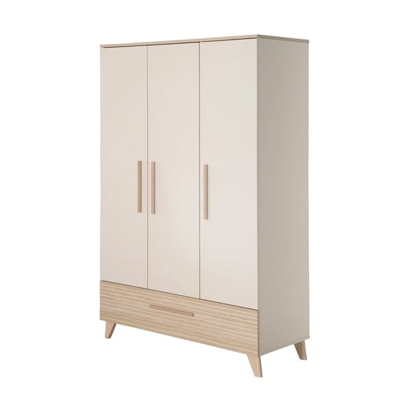 Krémszínű-natúr színű gyerek ruhásszekrény tölgyfa dekorral 118x190x52 cm Sidney – Roba-image-2