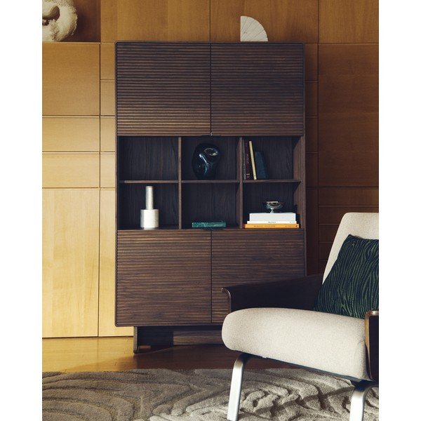 Sötétbarna szekrény diófa dekorral 100x163x40 cm Norlen – Kave Home-image-1