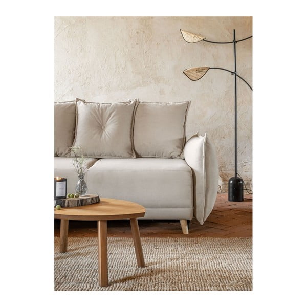 Bézs kordbársony kinyitható sarokkanapé (variálható) Lazy Lukka – Miuform-image-4