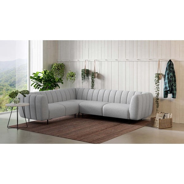 Világosszürke sarokkanapé (bal oldali-L alakú) Shel – Ghado-image-1