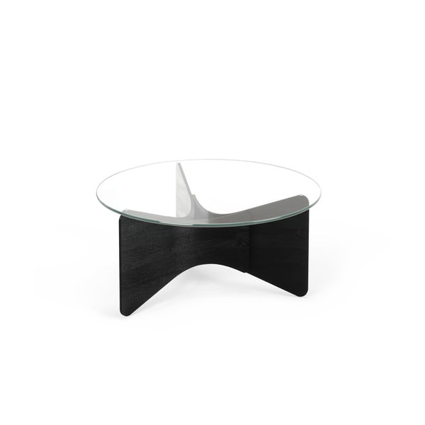 Fekete kerek dohányzóasztal üveg asztallappal 87x87 cm Madera – Umbra