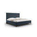 Sötétkék kárpitozott ágyneműtartós franciaágy ágyráccsal 180x200 cm Casey – Mazzini Beds