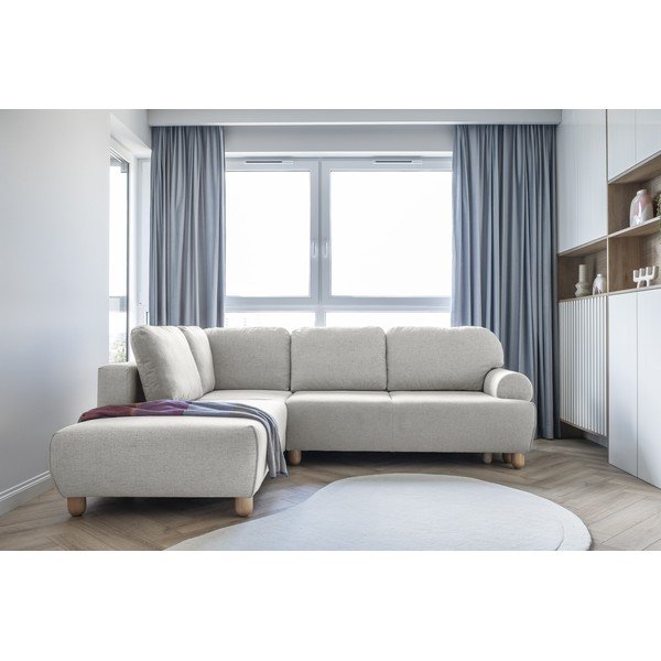 Krémszínű kinyitható sarokkanapé (bal oldali) Bouncy Olli – Miuform-image-3