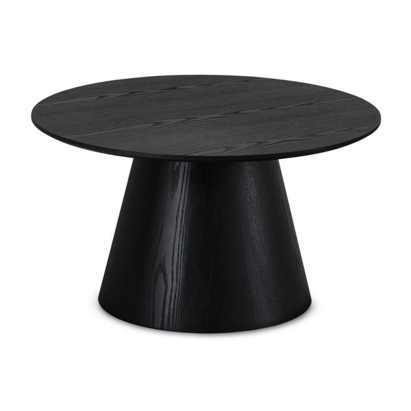 Fekete dohányzóasztal tölgyfa dekorral ø 80 cm Tango – Furnhouse