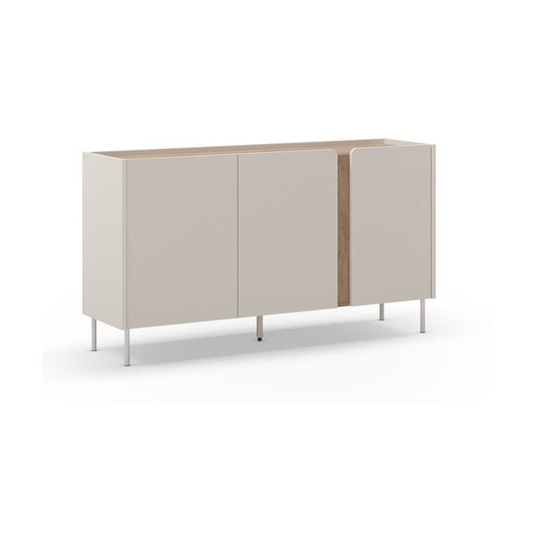 Krémszínű-natúr színű komód tölgyfa dekorral 150x82,5x40,5 cm Lucile – Marckeric-image-2