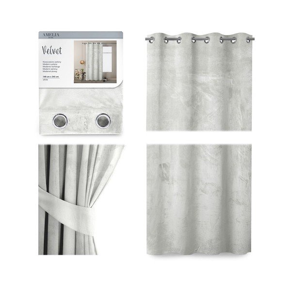 Velvet fehér függöny bársony felülettel, 140 x 245 cm - AmeliaHome-image-2