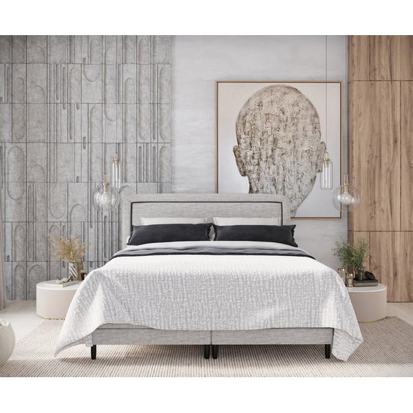 Világosszürke boxspring ágy 180x200 cm Dove – Maison de Rêve-image-3