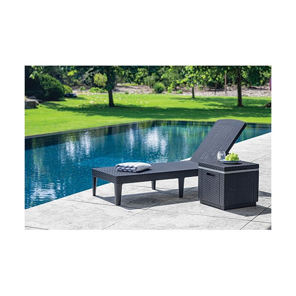 Sötétszürke műrattan kerti napozóágy Jaipur – Keter-image-1