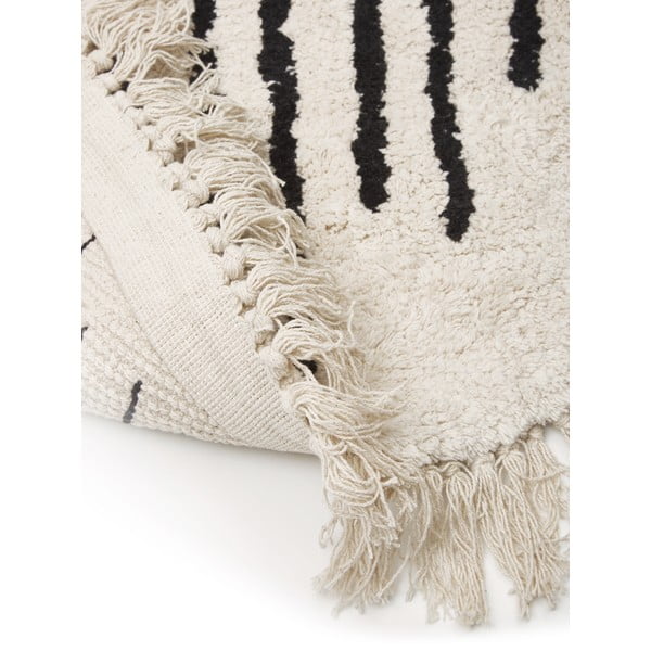 Fini bézs-fekete kézzel szőtt pamut szőnyeg, ø 150 cm - Westwing Collection-image-3