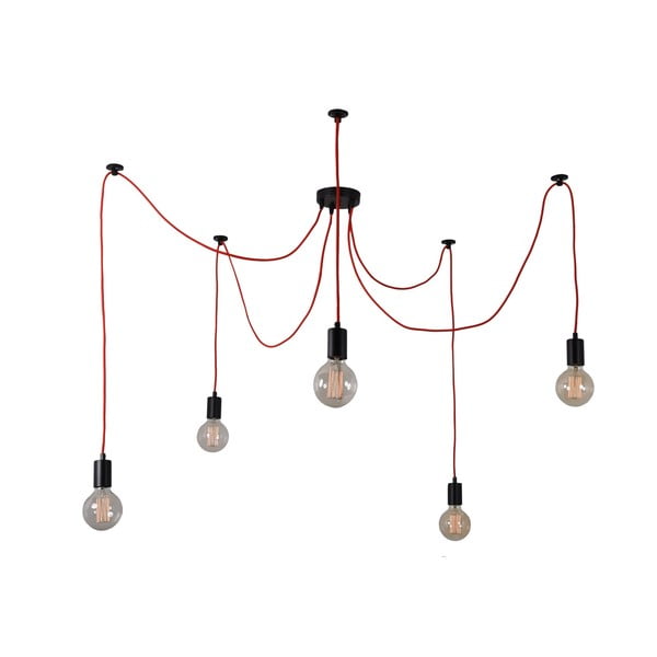 Spider Lamp piros 5 ágú mennyezeti függőlámpa - Filament Style