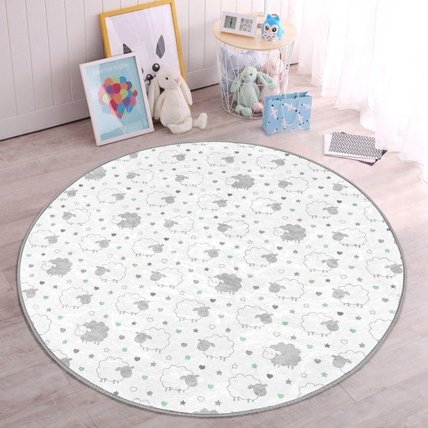 Fehér-világosszürke gyerek szőnyeg ø 80 cm Comfort – Mila Home-image-2