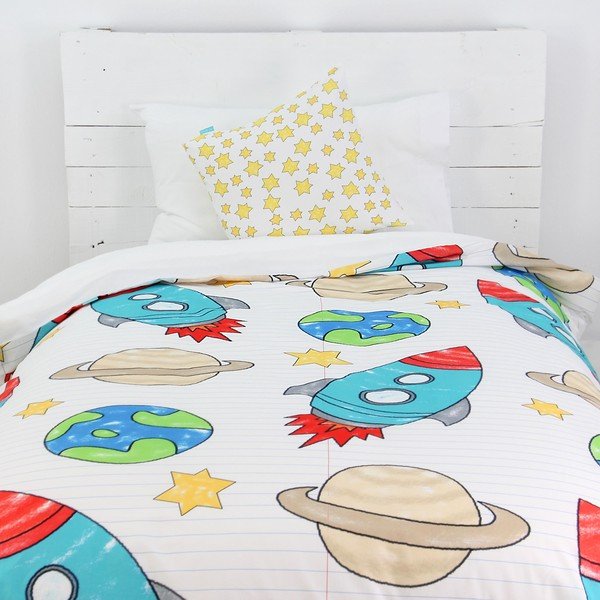Space Rocket gyermek pamut ágyneműhuzat, 140 x 200 cm - Mr. Fox-image-1