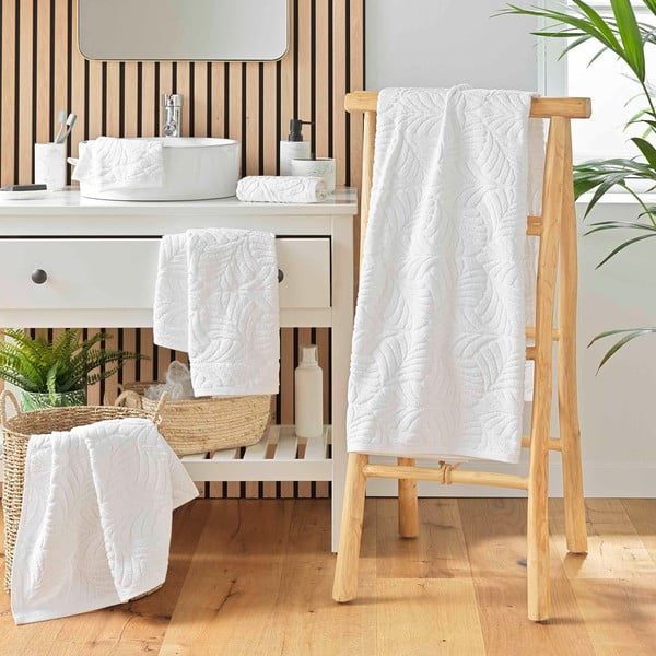 Fehér frottír pamut fürdőlepedő 70x130 cm Madeira – douceur d'intérieur-image-3