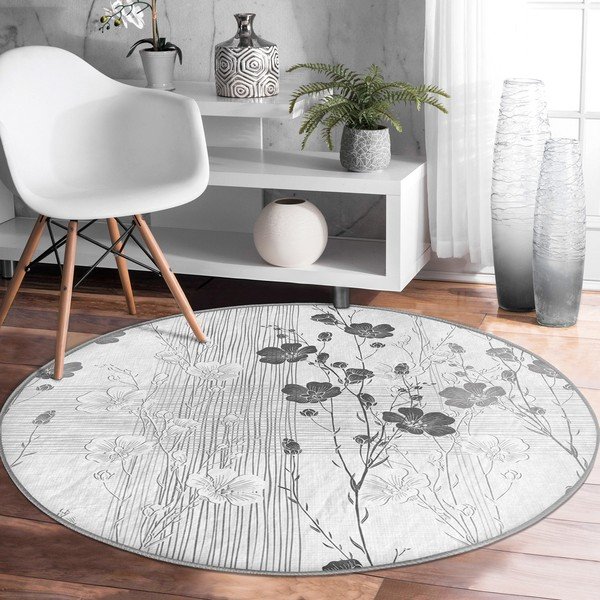 Szürke mosható-robotporszívóval tisztítható kerek szőnyeg ø 80 cm Comfort – Mila Home-image-3