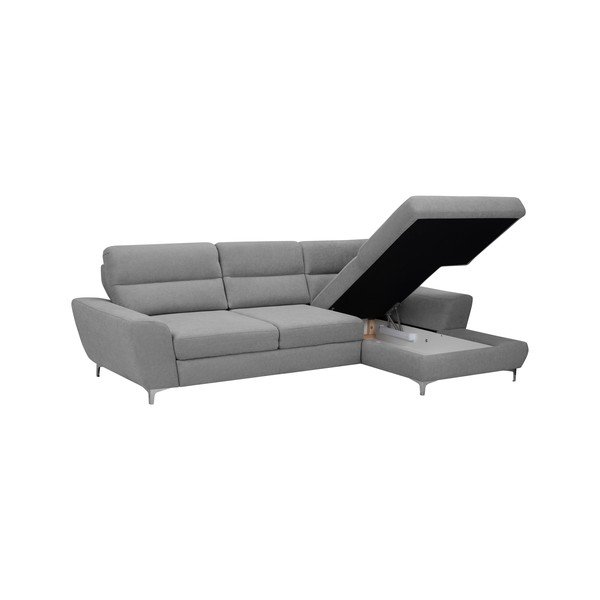 Omega világosszürke kinyitható sarokkanapé, jobb oldali - Windsor & Co Sofas-image-4