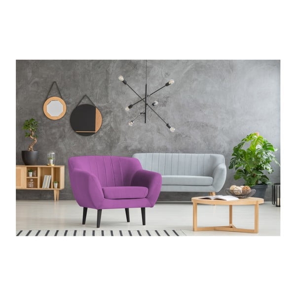 Toscane lila fotel, fekete lábakkal - Mazzini Sofas-image-3