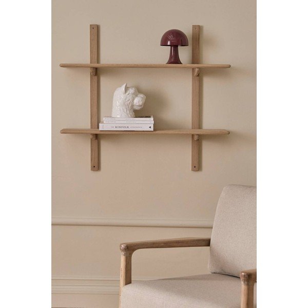 Világos natúr színű többszintes tölgyfa fali polc 90 cm Albin – Ellos Home-image-1