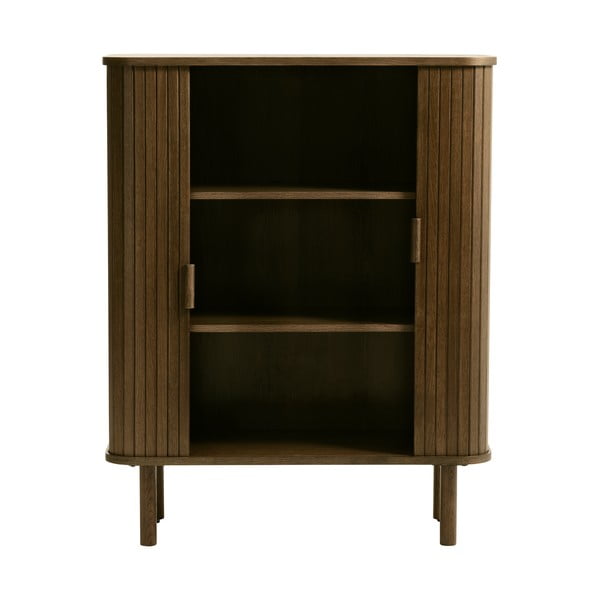 Barna szekrény tolóajtóval, tölgyfa dekorral 113x90 cm Cavo – Unique Furniture-image-3