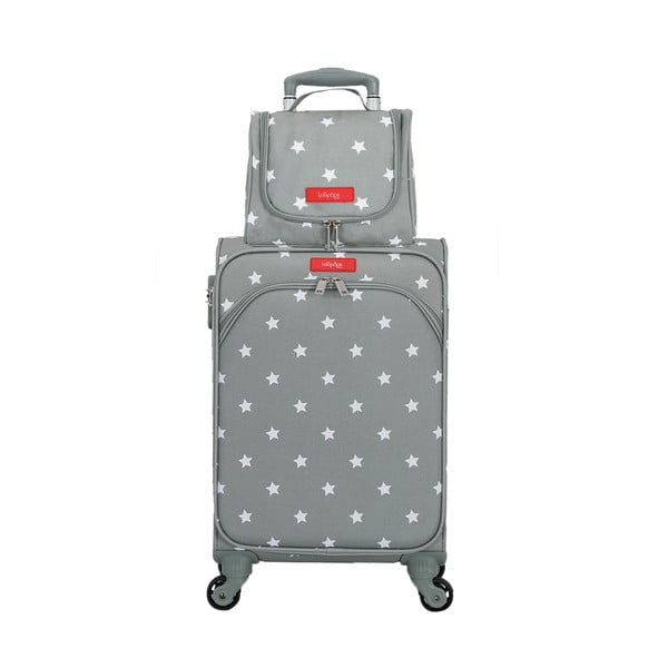 Starry szürke gurulós bőrönd és kozmetikai táska szett - Lollipops