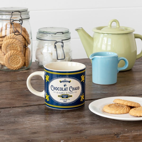 Sötétkék-krémszínű kerámia bögre 350 ml Chocolat Chaud – Rex London-image-1