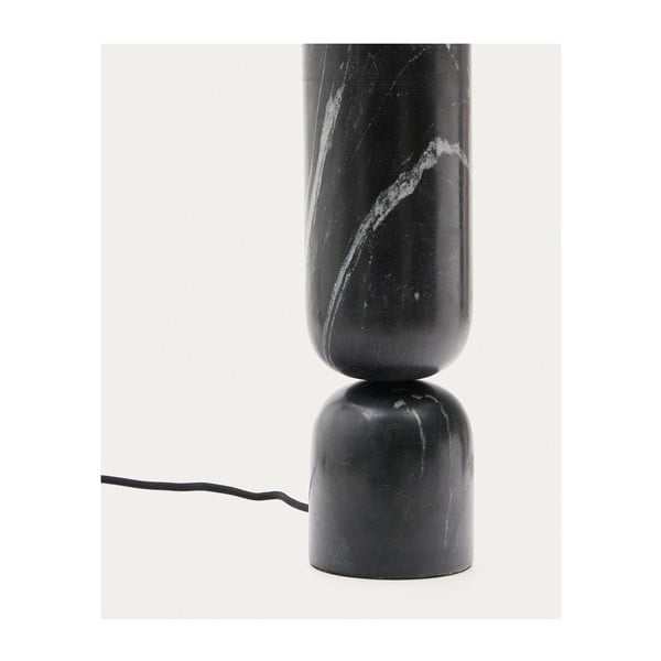 Fekete márvány asztali lámpa textil búrával (magasság 57 cm) Vex – Kave Home-image-4