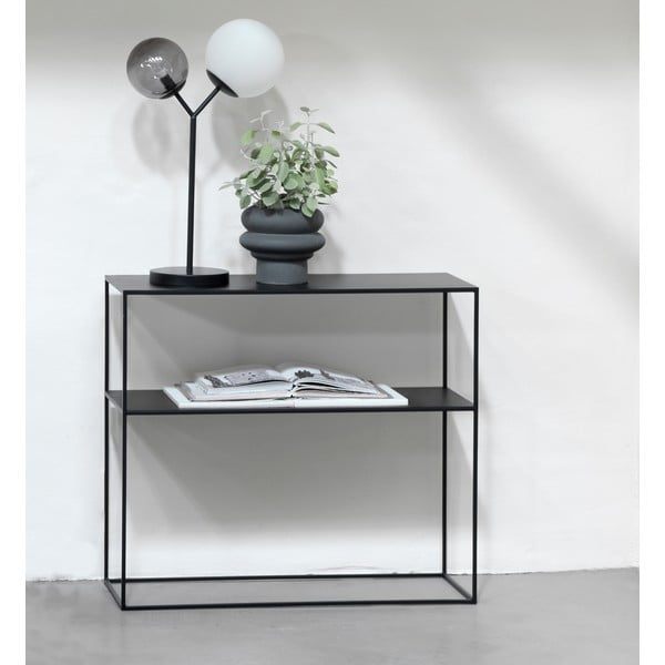 Fekete fém konzolasztal 35x90 cm Pebble – Unique Furniture-image-1