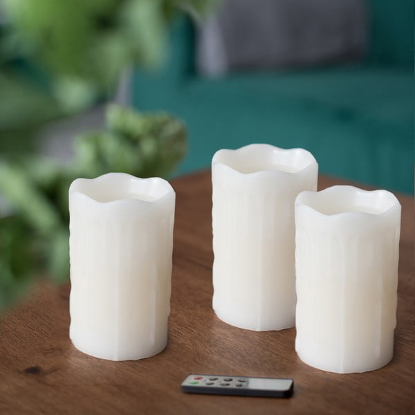 Subtle Glamour 3 db gyertya formájú LED lámpa, távirányítóval, magasság 12,5 cm - DecoKing-image-3