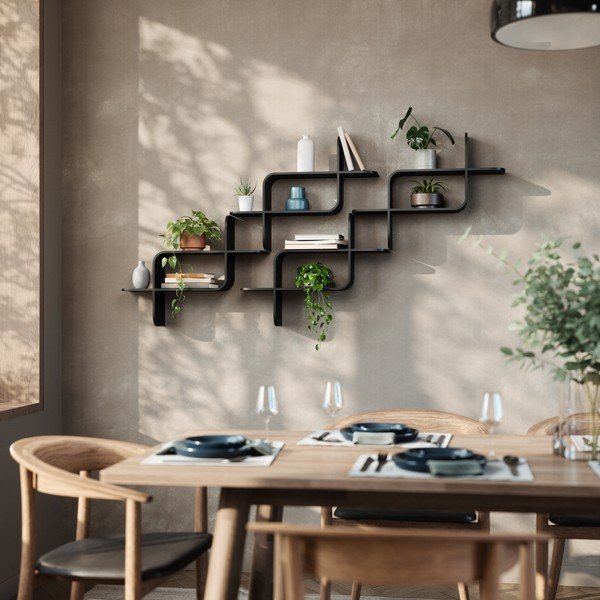 Fekete többszintes kaucsukfa fali polc 62 cm Montage – Umbra-image-2