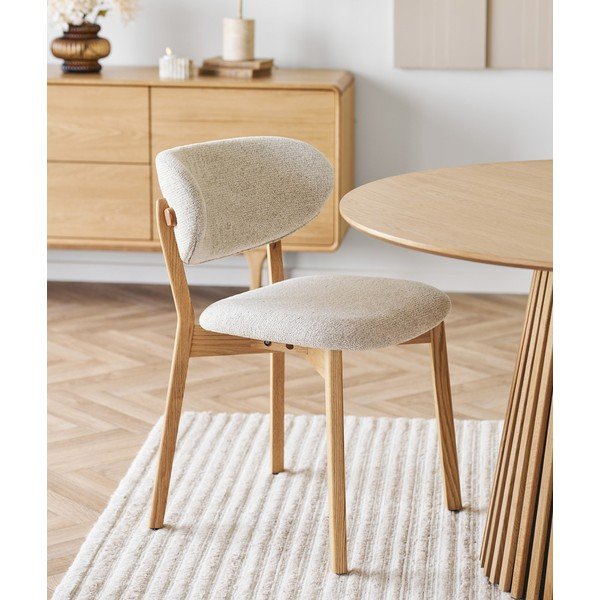 Bézs-natúr színű kárpitozott étkezőszék Dunkirk – House Nordic-image-1