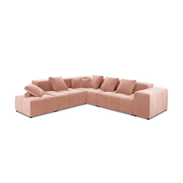 Rózsaszín bársony sarokkanapé (variálható) Rome Velvet - Cosmopolitan Design