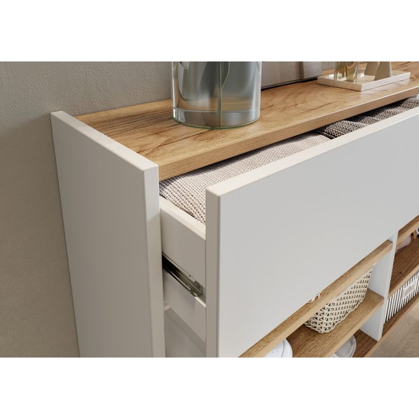 Fehér szekrény tölgyfa dekorral 110x57x22 cm Ameca – Germania-image-4