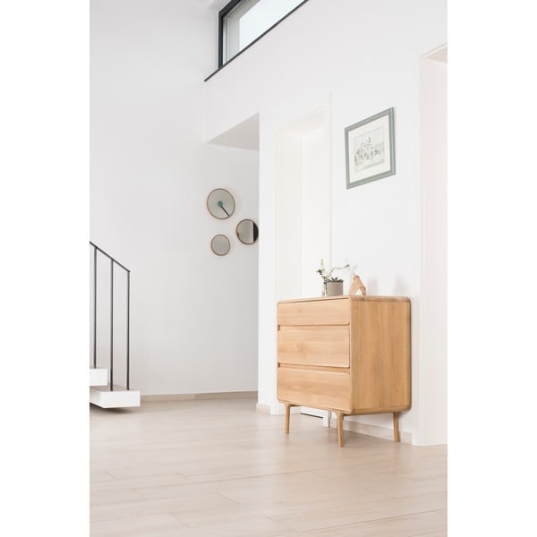 Fawn tömör tölgyfa komód 3 fiókkal - Gazzda-image-1