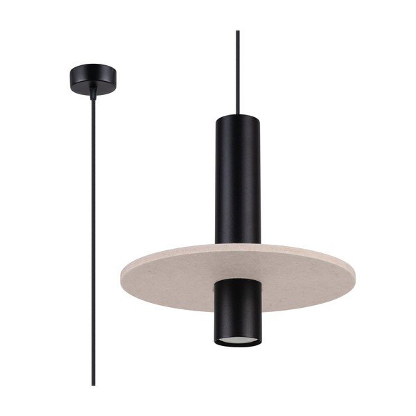 Fekete-bézs fém függőlámpa ø 30 cm Olisa – Sollux-image-4