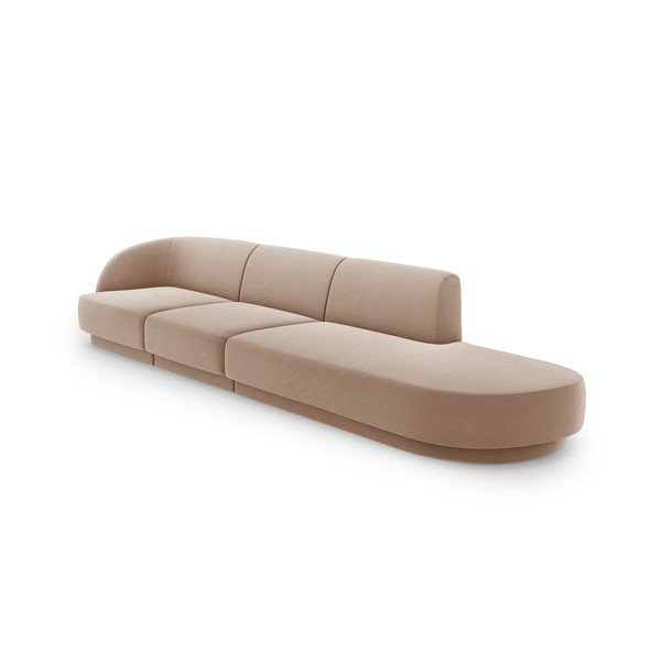 Bézs bársony kanapé 302 cm Miley – Micadoni Home-image-3