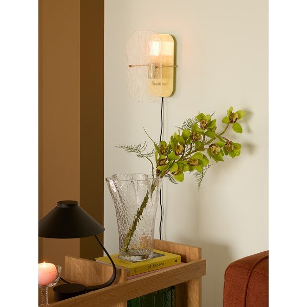 Sárgaréz színű konnektorhoz csatlakoztatható fali lámpa Ruffle – Hübsch-image-1