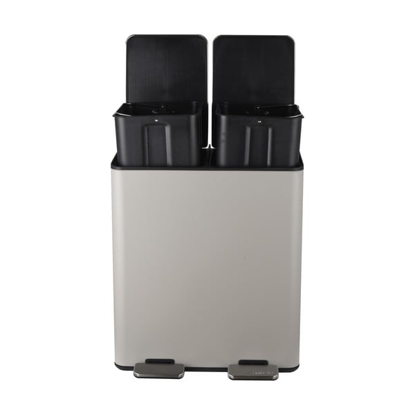 Szürkésbarna acél szelektív pedálos szemetes 2x20 l   Aliya – Spirella-image-2