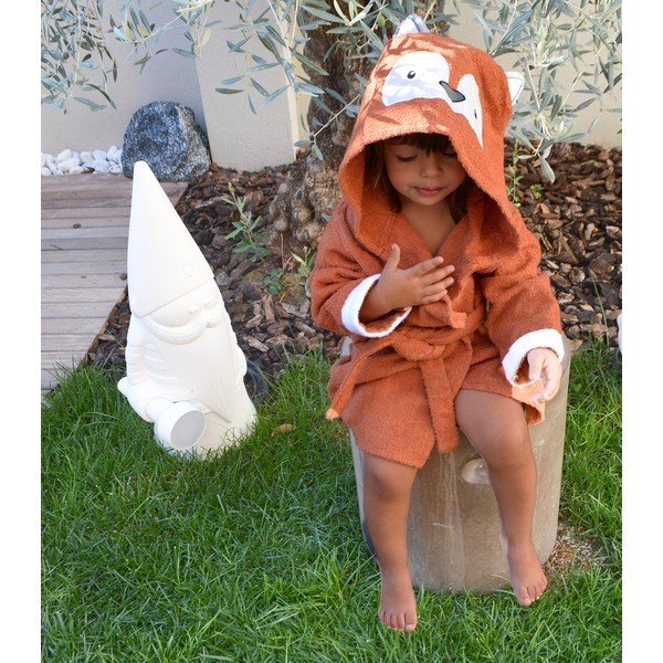 Narancssárga pamut gyerek fürdőköpeny L Fox - Rocket Baby-image-1