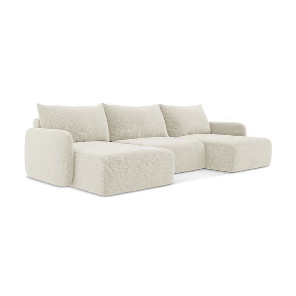 Krémszínű kinyitható-tárolóhelyes sarokkanapé Kalena – Makamii-image-1